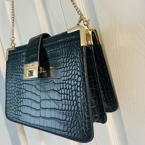 Black purse by DUNE London black shoulder bag  - silver chain sling bag